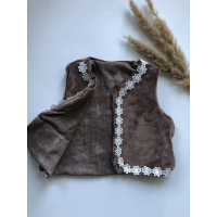 Gilet Velvet Bruin Bloemenkant